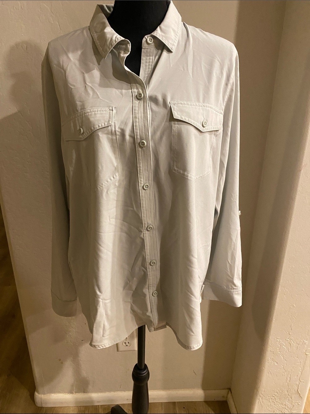 Eddie Bauer Light Gray Button-Down Shirt